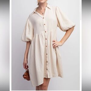 Pinkblush Button down bubble sleeve collard maternity and post dress